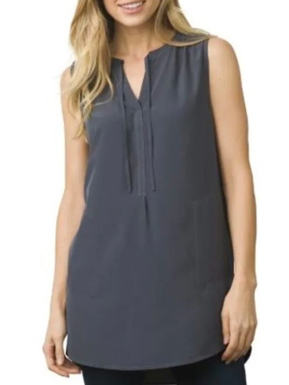 prAna Womens Natassa Tunic Neutral Gray Sleeveless Casual Tank Top Small S
